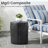 HOMPUS Concrete Outdoor Side Table, Tree Stump Modern Round Accent Table - Photo 5