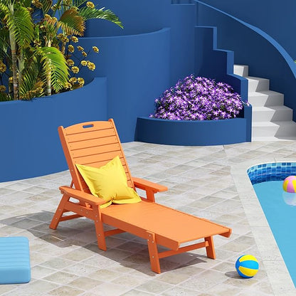 WO WESTIN OUTDOOR HDPE Laguna Poly Reclining Chaise Lounge, Orange