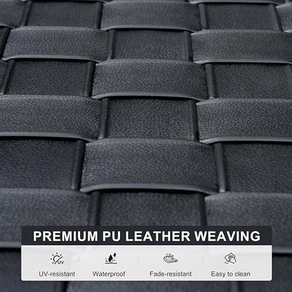 PURPLE LEAF Patio Lounge Chair Modern Luxury Outdoor Chaise Lounge 2 Pieces with Adjustable Backrest PU Leather Style Chaise Lounge Chairs for Pool Garden Backyard Beach, Black