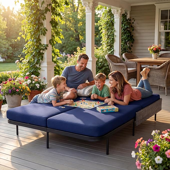 BULEXYARD 51.2" Double Chaise Lounge Outdoor, 2-Person PE Wicker Patio Daybed with Dual 5-Position Adjustable Backrest - Photo 3