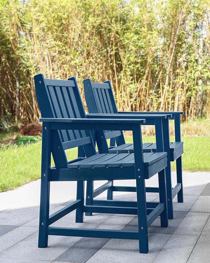 Patio Dining Chair Set of 2, HDPE Outdoor Dining Chair, Ergonomic HDPE Dining Chairs with Deep Seating - Photo 9