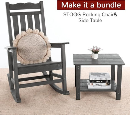 Stoog Outdoor & Indoor Rocking Chair, All-Weather Porch Rocker with 400 lbs Weight Capacity, Front Porch Rocking Chairs, for Backyard, Lawn, Fire Pit, Patio and Garden, Grey