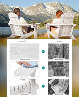 SERWALL Adirondack Chair with Cup Holders - Composite Adirondack Chairs HDPE Outdoor Chairs All Weather Use- White - Photo 5