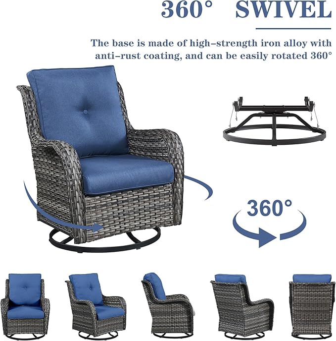 Belord Wicker Outdoor Furniture Patio Furniture Set - 6 Piece Patio Conversation Set with Swivel Rocker Chairs - Photo 5