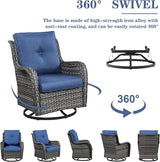 Belord Wicker Outdoor Furniture Patio Furniture Set - 6 Piece Patio Conversation Set with Swivel Rocker Chairs - Photo 5