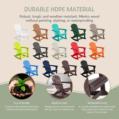 WestinTrends Malibu 2 Piece Set Outdoor/Patio Poly Adirondack Rocking Chairs (2 Seater), Dark Brown