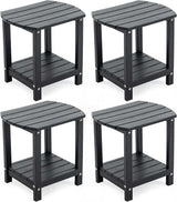 Adirondack Small Outdoor Side Table - Weatherproof HDPE Patio End Table with 2-Tier Storage for Firepit, Balcony, Garden - Photo 1