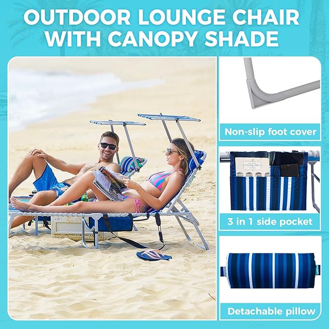 #WEJOY Folding Lounge Chair with Canopy Shade - Photo 7