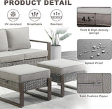 Rilyson Outdoor Ottoman Wicker Patio Footrest - 2 Piece Wicker Footrest Footstools Set with Sturdy Frame - Photo 2