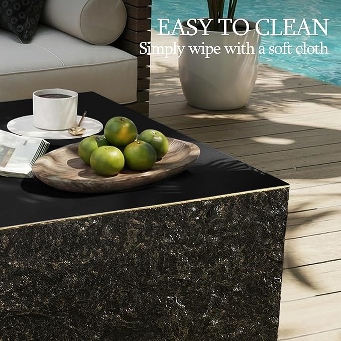UPHA 28" Square Outdoor Coffee Table, Modern Hollow Concrete Patio Table, Small Minimalist Low Accent Table for Living Room, Balcony, Deck, Backyard, Bronze