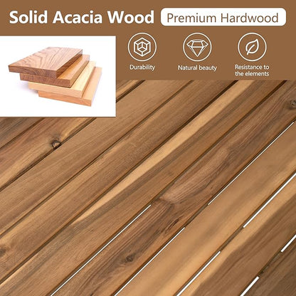Acacia Wood 4pc Outdoor Sectional Sofa Set with Cushions and Slatted Design - Modern Patio, Deck & Garden Seating for Ultimate Comfort