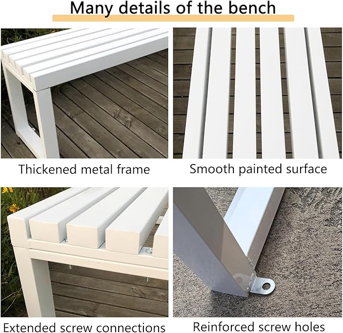 Park Bench for Outside, Outdoor Benches Weatherproof, Metal Garden Bench 2-Person Seat 100/120/150/180 Cm Patio Benches Backless for Lawn Yard Entryway, Capacity 660 Lbs(Coffee,120 cm/47.2 in)