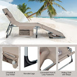 Tangkula Tanning Chair, Outdoor Folding Beach Lounge Chair with Face/Arm Hole, 2 Carry Handle, Pillow - Photo 6