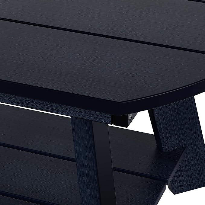 WestinTrends Tuscany Outdoor Coffee Table, All Weather HIPS 2 Tier Patio Adirondack Coffee Table, Navy - Photo 8