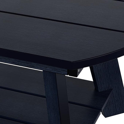WestinTrends Tuscany Outdoor Coffee Table, All Weather HIPS 2 Tier Patio Adirondack Coffee Table, Navy