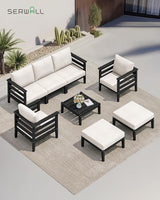 SERWALL HDPE Outdoor Furniture Set, 4 Pieces Patio Sectional Sofa Set - Photo 8