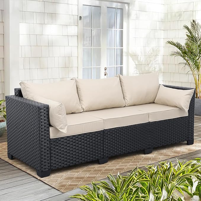 Rattaner Patio Furniture 3-seat Sofa Wicker Outdoor Furniture Outdoor Couch Deep Seat Hight Backrest Waterproof Cover - Photo 3