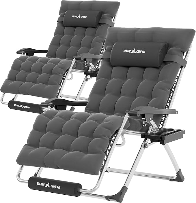 UDPATIO Oversized Zero Gravity Chair Set of 2, 29In XXL Patio Reclining Chair with Cushion, Outdoor Folding Recliner - Photo 1