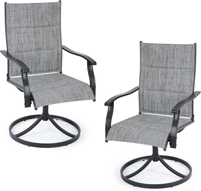 Patio Swivel Chairs Set of 2, Outdoor Dining Chairs High Back - Photo 1