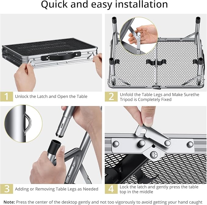 Anbte 2ft Folding Grill Table, Adjustable Height Max 27.5" Aluminum Camping Table, Heat-Resistant Tabletop, Lightweight - Photo 9