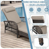 Outdoor Chaise Lounge Chair, PE Wicker Long Recliner Patio Lounge Chair with Cushion - Photo 7