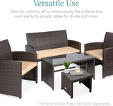 Best Choice Products Set of 2 Wicker Ottomans, Multipurpose Outdoor Furniture for Patio, Backyard, Additional Seating - Photo 4