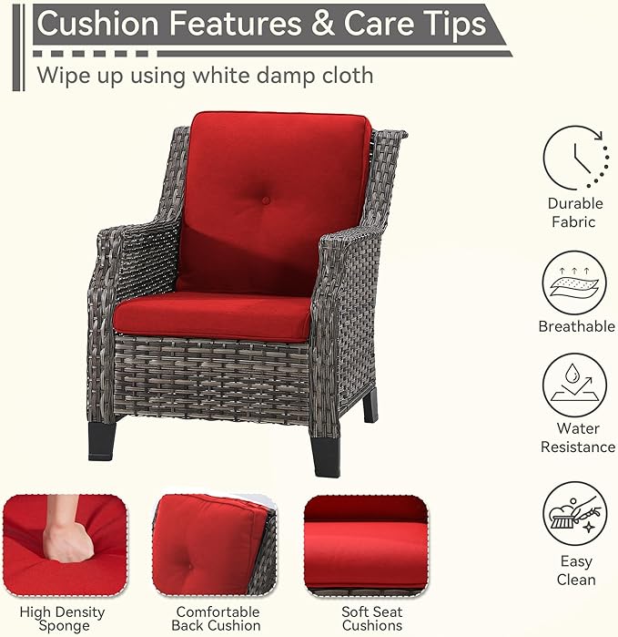5 Piece Patio Furniture Set, 2-Seater Loveseat, 2 Chairs and 2 Side Tables - Photo 6