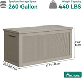 YITAHOME 260 Gallon Outdoor Storage Box, Large Water Resistant Resin Deck Box - Photo 6