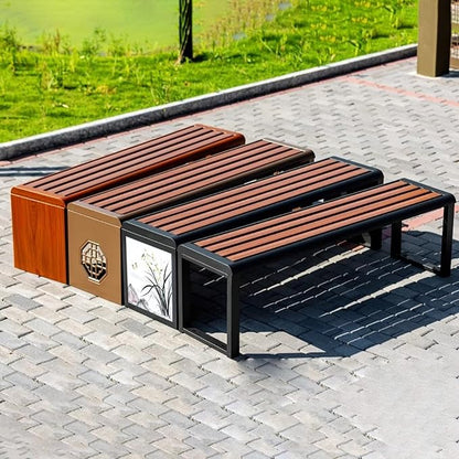 Outdoor Metal Garden Bench, Backless Slatted Seating for Two, Durable Weatherproof Design Ideal for Porch, Yard, and Park Decor
