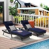 KEIKI Wicker Outdoor Chaise Lounge Chairs Set of 2 for Patio & Pool Side with 5-Level Adjustable Backrest and Cushions - Photo 3