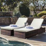 VINGLI Outdoor Chaise Lounge, Wicker Recliner w/Adjustable Backrest, Thick Water Repellent Cushions - Photo 9