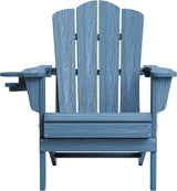 KINGYES Folding Adirondack Chair, HDPE All-Weather Patio Chairs with Cup Holder - Photo 3