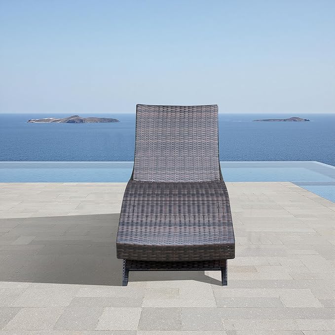 PE Rattan Foldable Backrest Chaise Lounge Set of 1 Chair, Outdoor Pool Folding Recliner - Photo 3