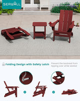 SERWALL Folding Adirondack Chair with Cup Holders, All Weather Resistant Modern Adirondack Chair, HDPE Fire Pit Chairs - Photo 7
