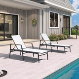 PURPLE LEAF Outdoor Chaise Lounge Chair Set of 2 Patio Pool Lounger Aluminum Chairs with Wooden Armrest Sunbathing - Photo 9