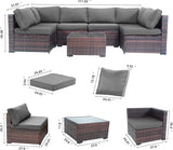7 Seats Wicker Patio Couch, All Weather Patio Sofa Outdoor Furniture Setwith High Curvy Back - Photo 3