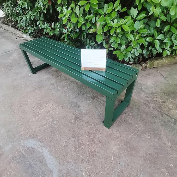 Outdoor Bench Weatherproof Garden Bench Metal Outdoor Seating All Weather Park Bench Outside Bench, Easy to Assemble(Green,100cm/39in)