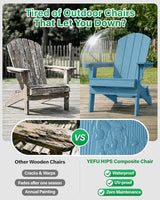 YEFU Adirondack Chair Set of 2, Folding Oversized Plastic Adirondack Chair with Cup Holder - Photo 5