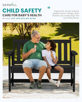 SERWALL Outdoor Bench, HDPE Outdoor Benches Weatherproof, 2-Person Garden Bench with 660 lbs Weight Capacity - Photo 6