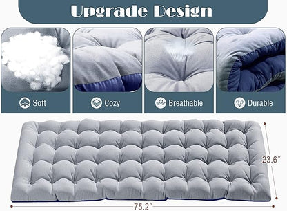 ABORON 3-in-1 Folding Patio Lounge Chair, 440LB Heavy-Duty Tri-Fold Guest Bed with Plush Cotton Cushion, No Assembly Adjustable Recliner for Office Nap, Patio Sunbathing, Poolside & Camping