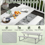 Giantex 6FT Picnic Table Bench Set Outdoor Camping All Weather Metal Base Wood-Like Texture Backyard Poolside Dining - Photo 6