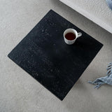Faux Stone Side Table Square End Table Patio Small Drink Table for Small Spaces Outdoor Modern Pedestal End Tables - Photo 7
