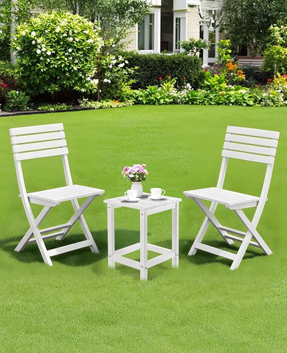 Outvita Adirondack Side Table, 14 Inch Square Outdoor End Table, HDPE Weather Resistant Coffee Table for Patio Balcony Deck Garden, White