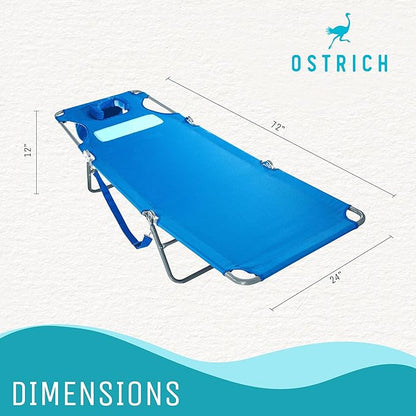 Ostrich Comfort Lounger Face Down Sunbathing Chaise Lounge Beach Chair, (2 Pack)