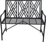 Sunnydaze 2-Person Outdoor Garden Bench - Geometric Lattice Iron Patio Bench - Black - 42" W - Photo 5