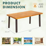 Flamaker Dining Table for 6 Acacia Wood Indoor Outdoor Home Kitchen Table with Iron Legs Large Rectangular Patio Table - Photo 2