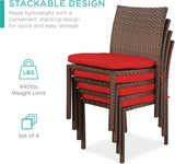 Best Choice Products Set of 4 Stackable Outdoor Patio Wicker Chairs w/Cushions, UV-Resistant Finish - Photo 6