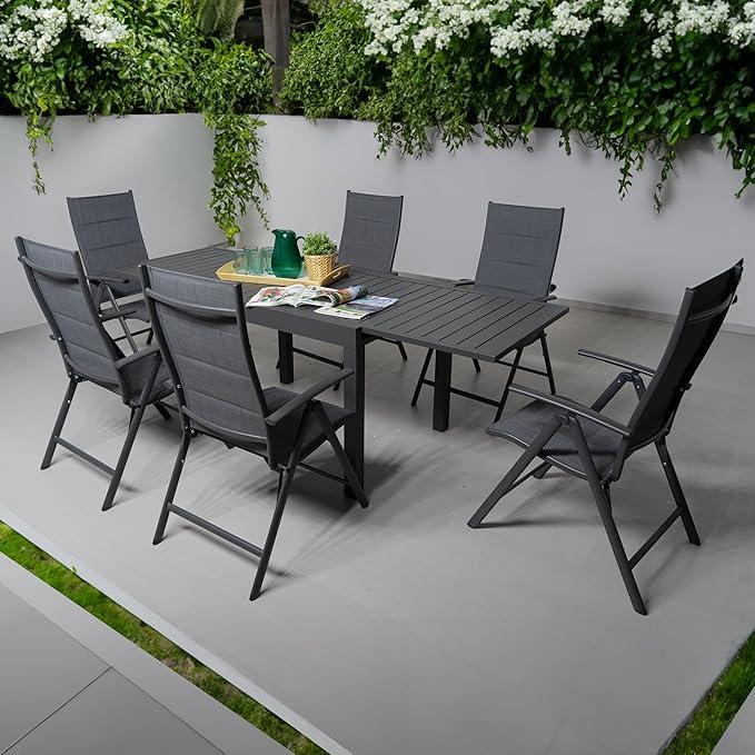 Kozyard 7 Piece Outdoor Patio Dining Set for 6, Extendable Dining Table with 6 Chairs - Photo 1