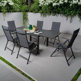 Kozyard 7 Piece Outdoor Patio Dining Set for 6, Extendable Dining Table with 6 Chairs - Photo 1