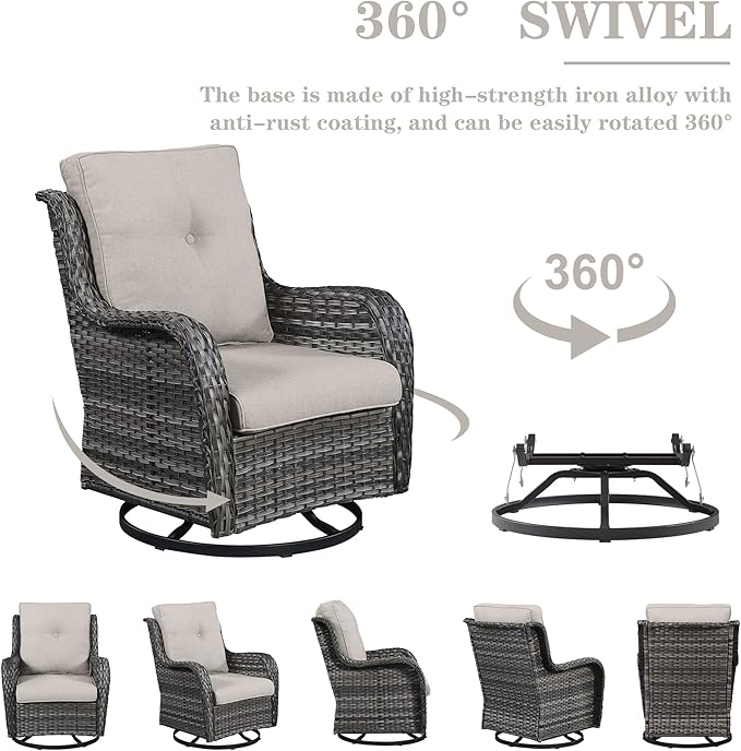 Belord Wicker Chairs 4 PC Outdoor Swivel Rocker Set, Patio Swivel Glider Chairs Set of 4 - Photo 5